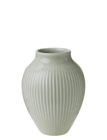 Knabstrup Keramik - vase H 12.5 cm ripple mint