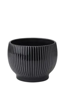 Knabstrup Keramik - urtepotteskjuler Ø 18 cm ripple black