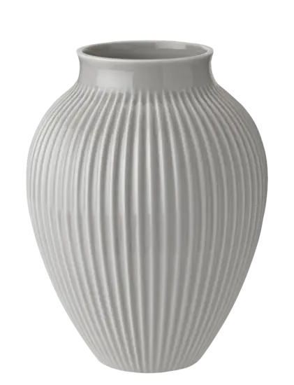 Knabstrup Keramik - vase H 27 cm ripple grey