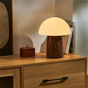 Gingko - Alice Mushroom Lamp - Large - Natural Walnut Wood