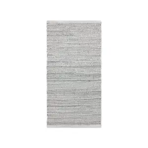 Rug Solid - Tæppe m. læder, light grey - 140x200 cm