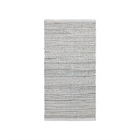 Rug Solid - Tæppe m. læder, light grey - 60x90 cm