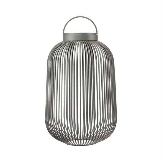 Blomus LITO LED-lampe i granitgrå med lodrette stænger og bærehåndtag.