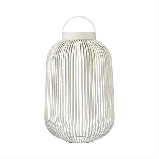 Grå Blomus LITO LED-lampe med håndtag til bærbarhed, enkel og elegant design.