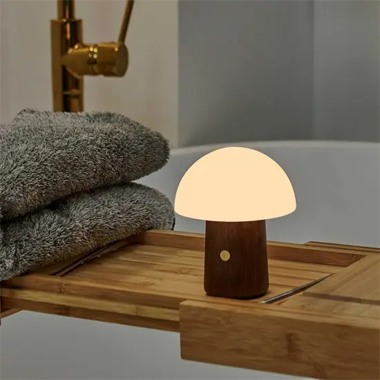 Gingko - Alice Mushroom Lamp - Mini - Valnød - 13x10 cm