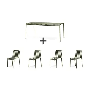 Hay - Palissade sæt - bord + 4 stole - Olive 