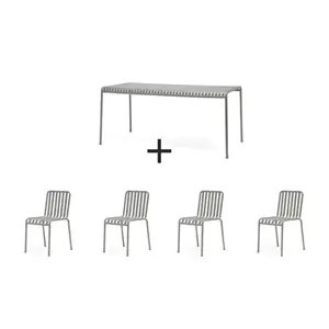 Hay - Palissade sæt - bord + 4 stole - Sky grey - Lysegrå