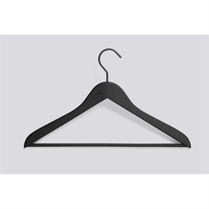 Image of HAY - "Soft Coat Hanger w Bar" Sort bøjle (slim) - sæt med 4 stk.