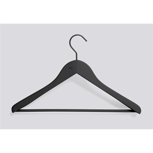 Image of Hay - "Soft Coat Hanger w Bar" Sort bøjle (wide) - sæt med 4 stk.