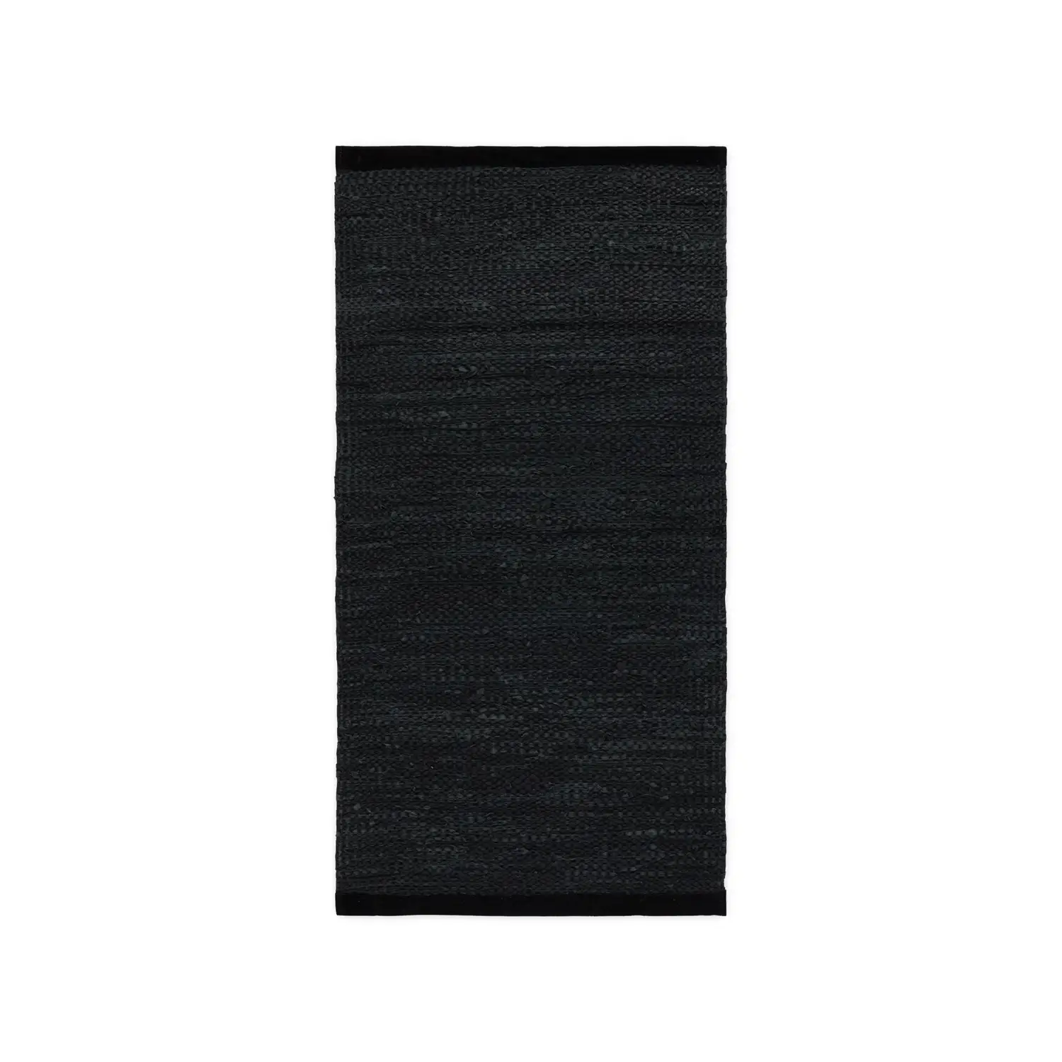 Rug Solid - Tæppe m. læder, sort -