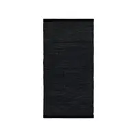 Rug Solid - Tæppe m. læder, sort - 65x135 cm