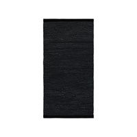 Rug Solid - Tæppe m. læder, sort - 75x400 cm