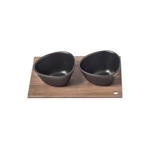 Image of LindDNA - Curve Serveringsbræt - Serving Board Set - Sort/Valnød