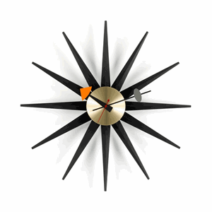 Image of Vitra - Ur Sunburst Clock - Sort m. messing
