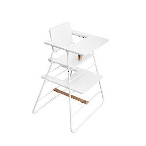 Image of BudtzBendiz højstol - TOWERchair højstol m. bakke i hvid/lysebrun læder