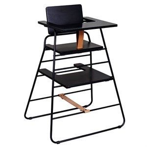 Image of BudtzBendiz højstol - TOWERchair højstol m. bakke i sort/lysebrun læder