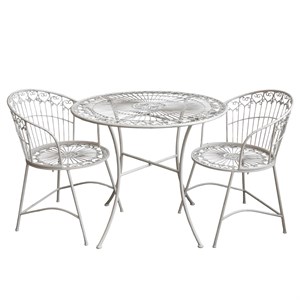 Chic Antique - Cafésæt med bord og 2 stole - Antique creme