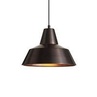Værkstedslampe i Ø 35 cm - Brunet kobber  sort ledning