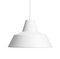 Håndlavet værkstedslampe, Ø 50 cm, mat hvid, enkel og moderne design.