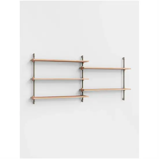 MOEBE - Wall Shelving 65 2, Oak/grey