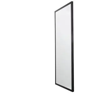 Rektangulært vægspejl med sort ramme, 90x200 cm, i lodret position for helkropsreflektion.