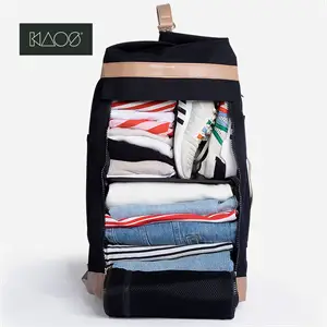 KAOS - Rygsæk, Weekend bag - 40 Liter - 28x50x28 cm - Sort med læder