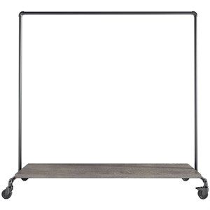 Image of Ziito Design - WOOD LOW SHELF - Tøjstativ - Sort Aska - 150x150 cm - Med Hjul