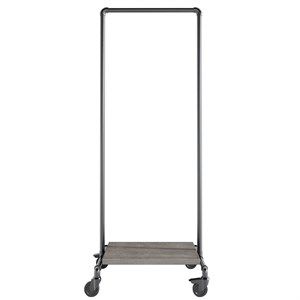 Image of Ziito Design - WOOD LOW SHELF - Tøjstativ - Sort Aska - 150x50 cm - Med Hjul