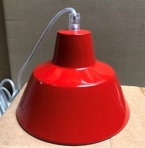 Image of Værkstedslampe i Ø 18 cm - rød - Med transparent ledning
