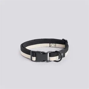 Hay - Hundehalsbånd - Dogs Collar Flat - Black, white - M/L