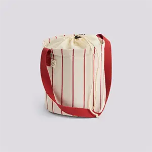 Hay - Outdoor Market Bottle Bag-Medium-Beige with red stripe