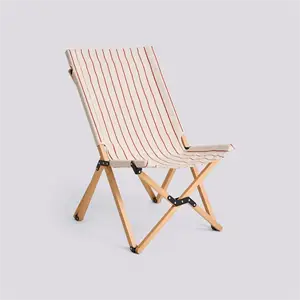 Hay - Outdoor Market Folding Chair-Beige with red stripe