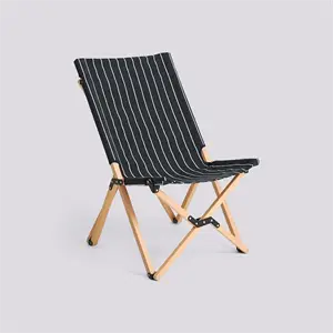 Hay - Outdoor Market Folding Chair-Black with beige stripe