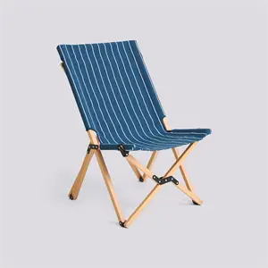 Hay - Outdoor Market Folding Chair-Blue with beige stripe