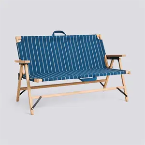 Hay - Outdoor Market Folding Sofa-Blue with beige stripe