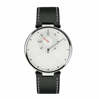 Alessi - armbåndsur med sort læderrem og hvid urskive