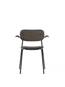 Audo Copenhagen - Co Dining Chair w/Armrest, Black Steel Base, Upholstered Seat and Back PC4T, Oak Arms, Black Oak, EU/US - CAL117 Foam, T14012/001 (Marcassin), Doppiopanama, Doppiopanama, Dedar