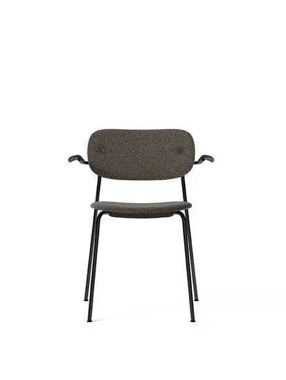 Audo Copenhagen - Co Dining Chair w/Armrest, Black Steel Base, Upholstered Seat and Back PC4T, Oak Arms, Black Oak, EU/US - CAL117 Foam, T14012/001 (Marcassin), Doppiopanama, Doppiopanama, Dedar