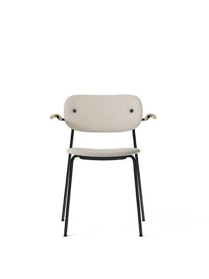 Audo Copenhagen - Co Dining Chair w/Armrest, Black Steel Base, Upholstered Seat and Back PC4T, Oak Arms, Natural Oak, EU/US - CAL117 Foam, T14012/004 (Avorio), Doppiopanama, Doppiopanama, Dedar