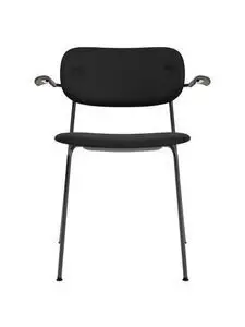 Audo Copenhagen - Co Dining Chair w/Armrest -Black Base - Dark Oak Arms - Sort læder
