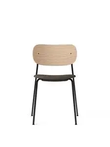 Audo Copenhagen - Co Dining Chair, Black Steel Base, Upholstered Seat PC1T, Oak Back, Natural Oak, EU/US - CAL117 Foam, 0233 (Grey), Remix, Remix, Kvadrat