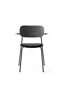 Audo Copenhagen - Co Dining Chair w/Armrest, Black Steel Base, Upholstered Seat PC1L, Oak Back and Arms, Black Oak, EU/US - CAL117 Foam, 0842 (Black), Dakar, Dakar, Nevotex