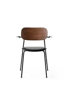 Audo Copenhagen - Co Dining Chair w/Armrest, Black Steel Base, Upholstered Seat PC1L, Oak Back and Arms, Dark Stained Oak, EU/US - CAL117 Foam, 0842 (Black), Dakar, Dakar, Nevotex