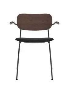 Audo Copenhagen - Co Dining Chair w/Armrest, Black Steel Base, Upholstered Seat PC0L, Oak Back and Arms, Dark Stained Oak, EU/US - CAL117 Foam, 1001 (Black), Sierra, Sierra, Camo