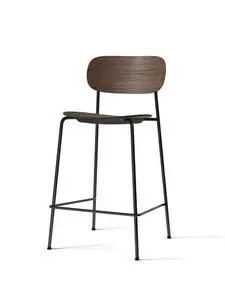 Audo Copenhagen - Co Counter Chair, Black Steel Base, Dark Stained Oak Seat And Back