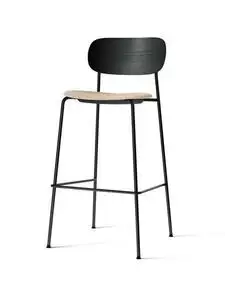 Audo Copenhagen - Co Bar Chair, Black Steel Base, Upholstered Seat, Oak Veneer Backrest, PC0T, Black Oak, EU/US - CAL117 Foam, 02 (Beige), Bouclé, Bouclé, Audo