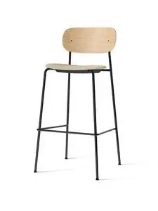 Audo Copenhagen - Co Bar Chair, Black Steel Base, Upholstered Seat, Oak Veneer Backrest, PC0T, Natural Oak, EU/US - CAL117 Foam, 02 (Beige), Bouclé, Bouclé, Audo