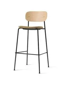 Audo Copenhagen - Co Bar Chair, Black Steel Base, Upholstered Seat, Oak Veneer Backrest, PC0T, Natural Oak, EU/US - CAL117 Foam, 06 (Gold), Bouclé, Bouclé, Audo