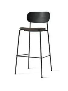Audo Copenhagen - Co Bar Chair, Black Steel Base, Upholstered Seat, Oak Veneer Backrest, PC1T, Black Oak, EU/US - CAL117 Foam, 0233 (Grey), Remix, Remix, Kvadrat