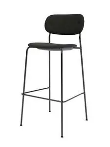 Audo Copenhagen - Co Bar Chair, Black Steel Base, Upholstered Seat And Back, PC1T, EU/US - CAL117 Foam, 0198 (Black), Re-wool, Re-wool, Kvadrat